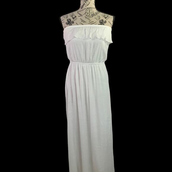 Trixxi Women's Large Maxi Dress Strapless White Rayon Blend Polyester Lining - Picture 1 of 9